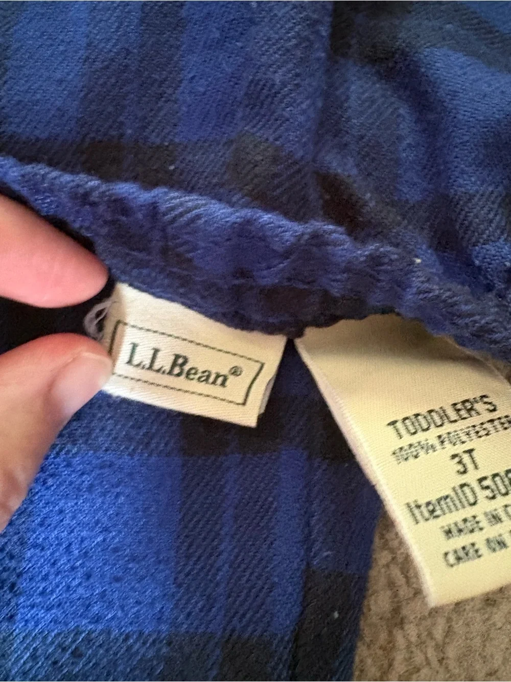L.L. Bean Plaid Flannel Pajama Pants Toddler 3T Blue Black & Red